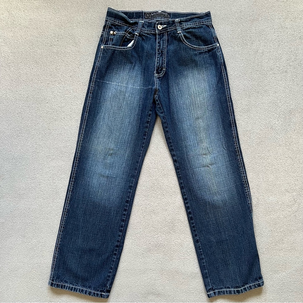 Southpole 4180 Jeans Mens 34x30 Navy Blue Wide Leg Denim Vintage Y2K